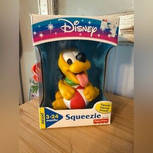 New Sealed Squiezee 1990’s Disney Mattel Baby Toy Pluto RARE